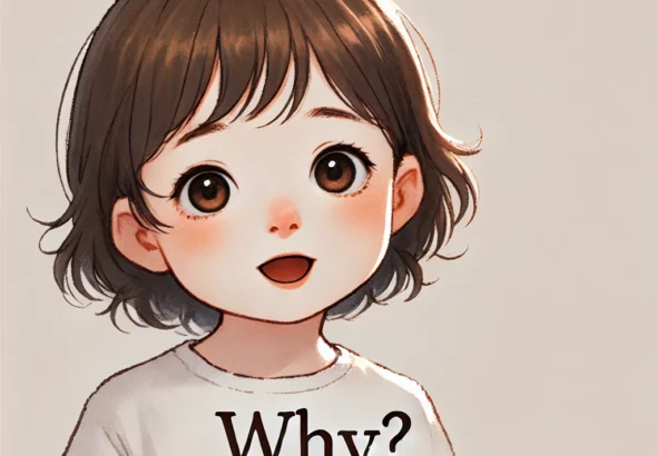 DALL·E 2025-03-02 12.24.03 - A semi-realistic illustration of a curious child eagerly asking _Why__ with a soft and gentle expression. The child has bright, expressive eyes but wi