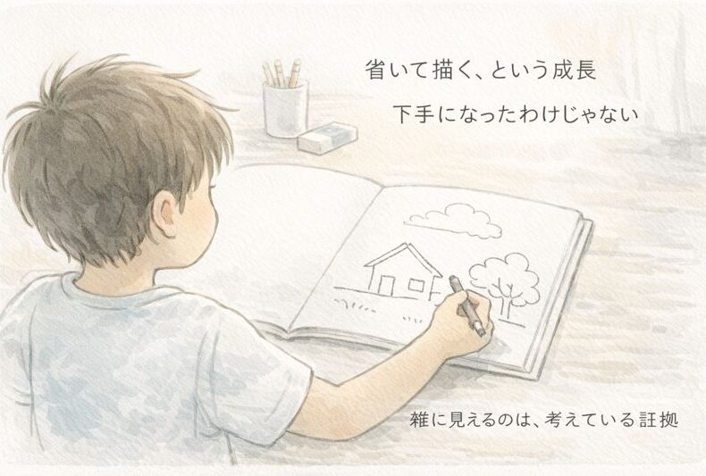 省いて書くを覚える小学生