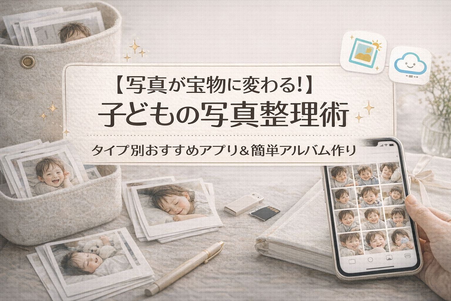 【写真が宝物に変わる！】子どもの写真整理術｜タイプ別おすすめアプリ＆簡単アルバム作り