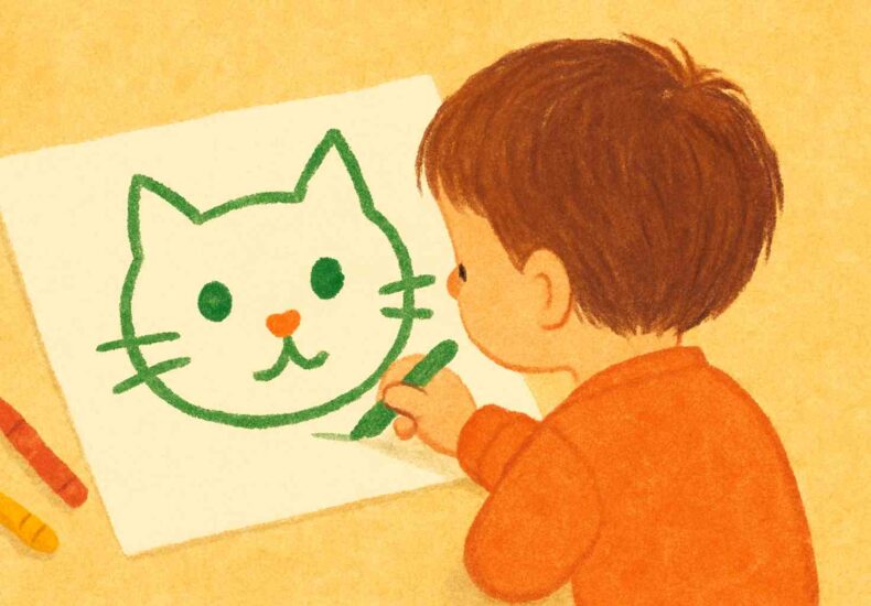 同じ絵を繰り返し書く子ども