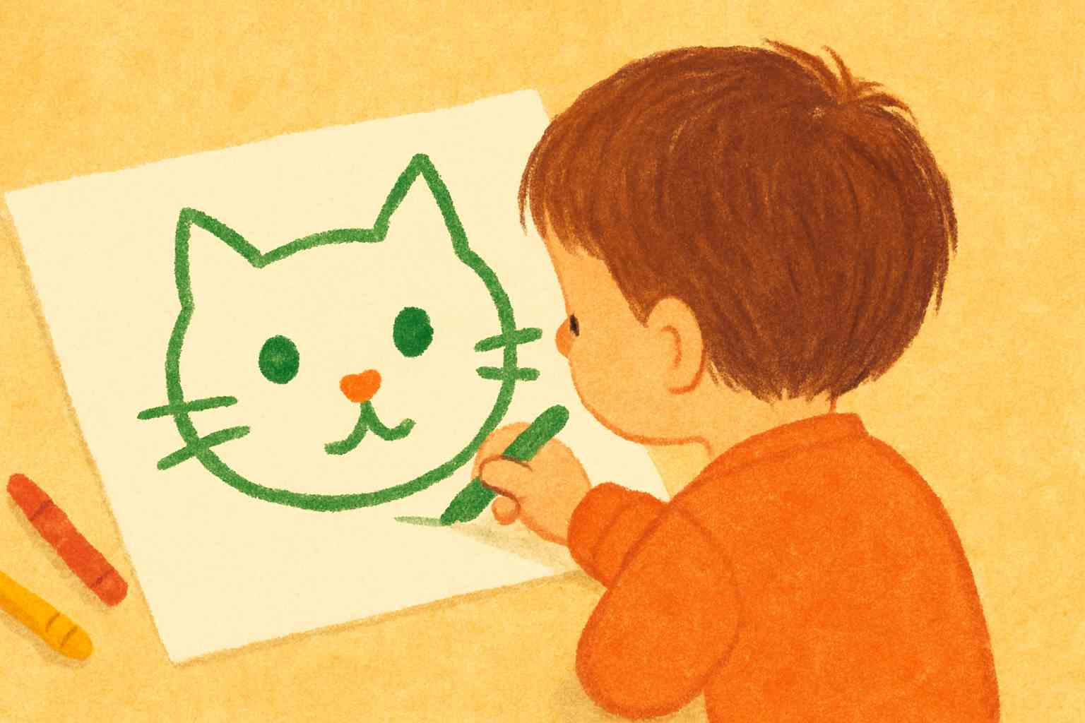同じ絵を繰り返し書く子ども