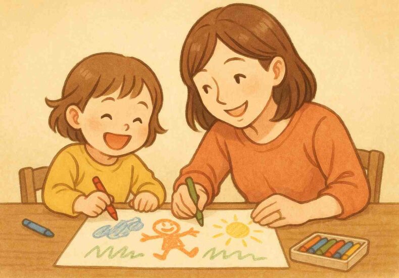 子どもが絵を好きになるきっかけを描いたイラスト