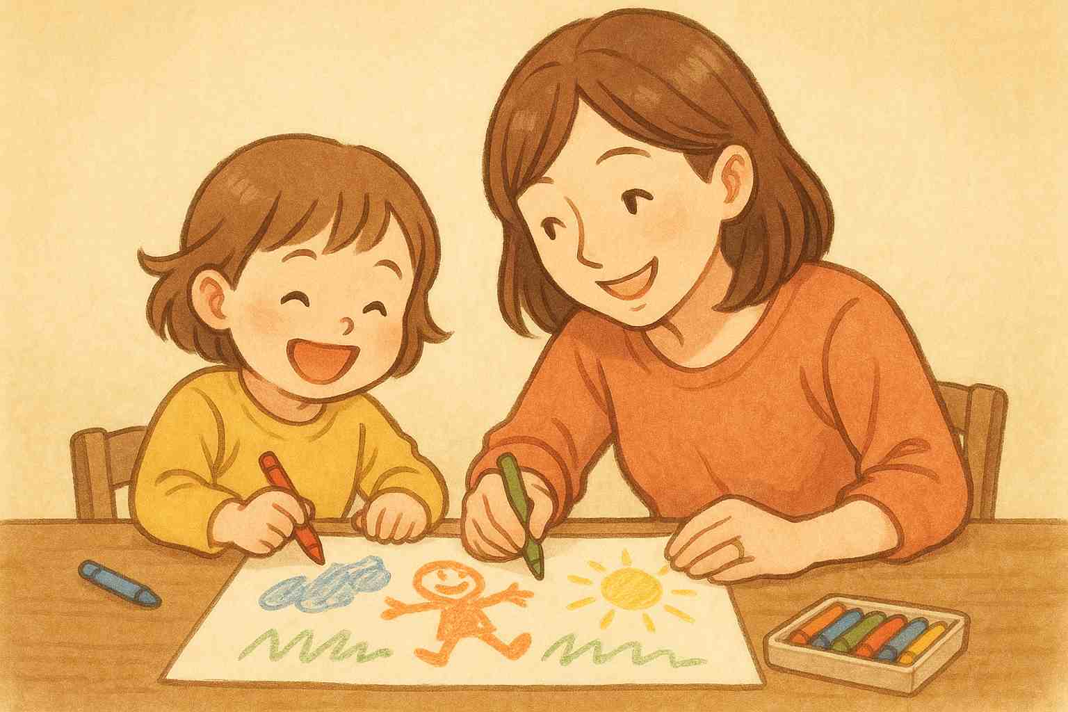 子どもが絵を好きになるきっかけを描いたイラスト