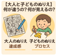 大人のぬりえ、子どものぬりえ