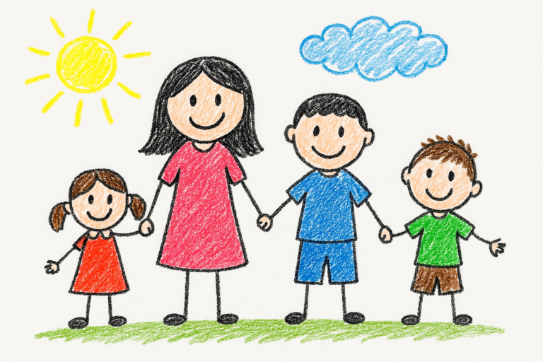 子どもが描いた家族の絵