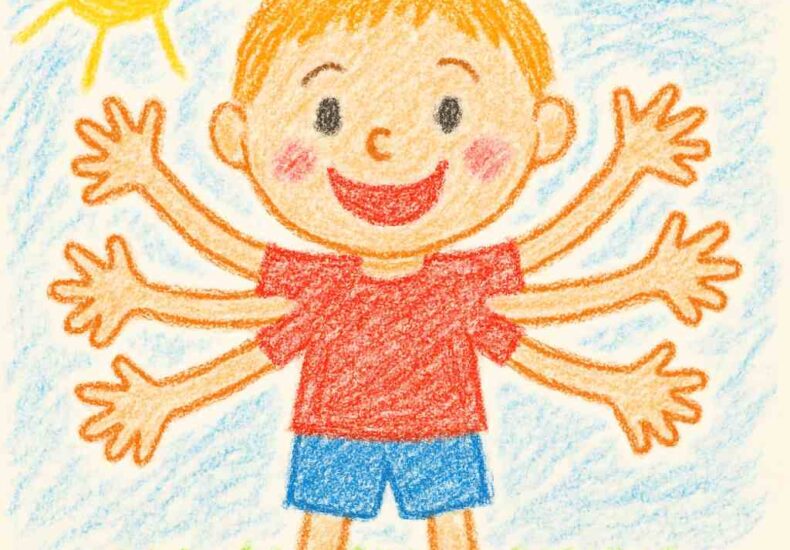 子ども　お絵描き　手足が多い