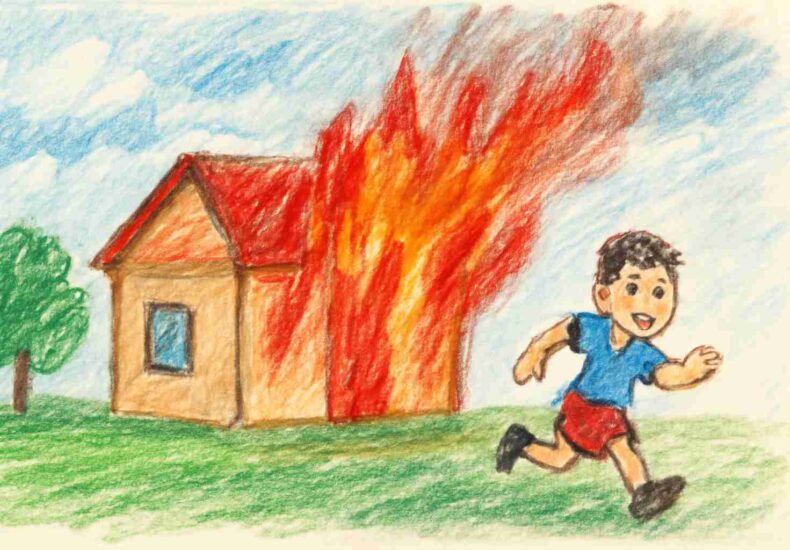 子どもが描く火事の絵