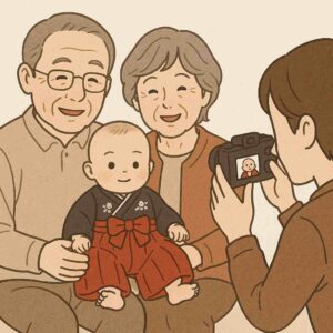 おじいちゃんおばあちゃんとの3ショット
