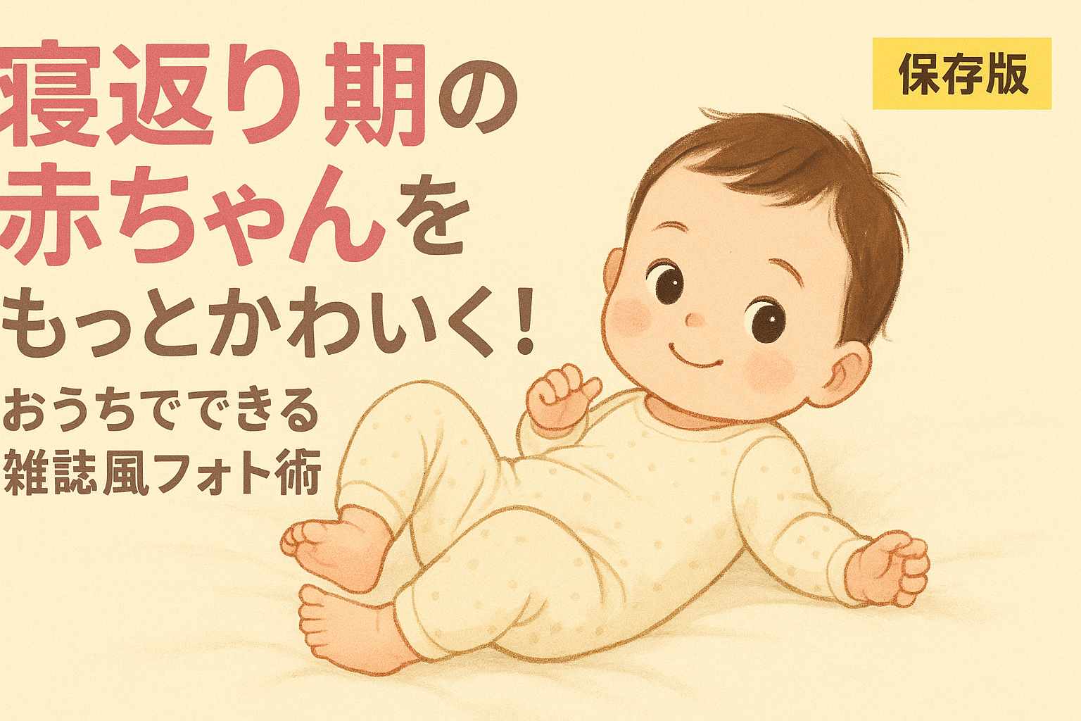 寝返り期の赤ちゃんをもっとかわいく！おうちでできる雑誌風フォト術｜構図・月齢記録・安全ポイント付き