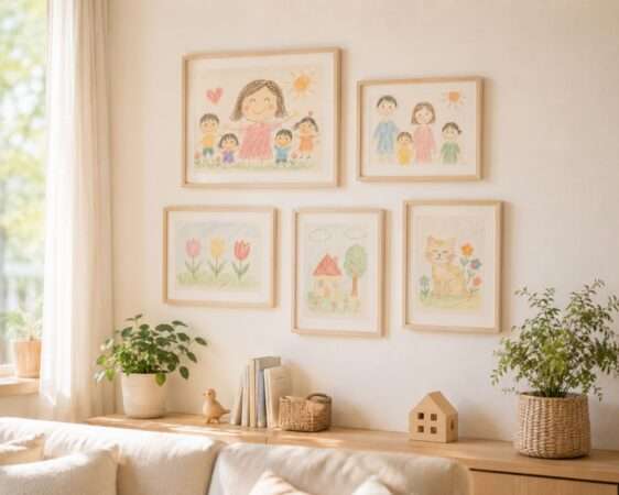 子どもの作品を飾る