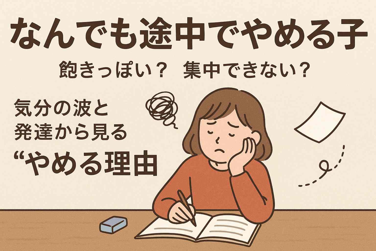「なんでも途中でやめる子」飽きっぽい？集中できない？｜気分の波と発達から見る“やめる理由”
