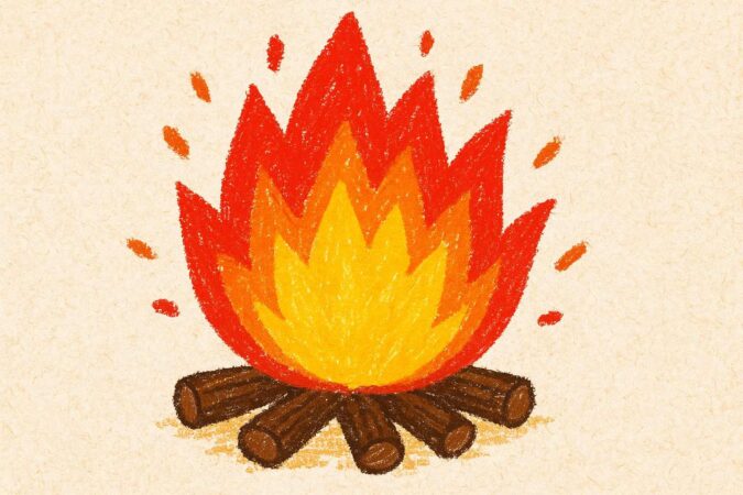 子どもが描く火の絵