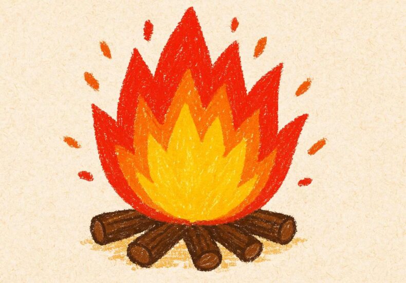 子どもが描く火の絵