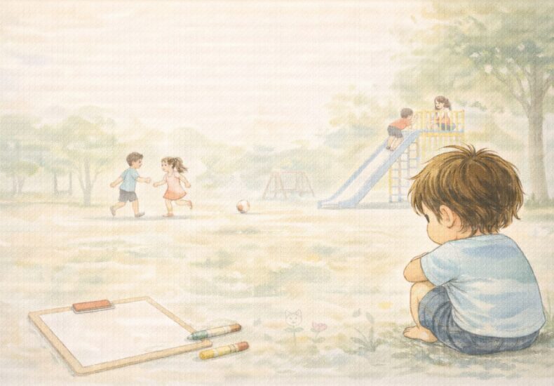 じっと観察するタイプの子ども