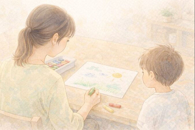 親が楽しそうに描く