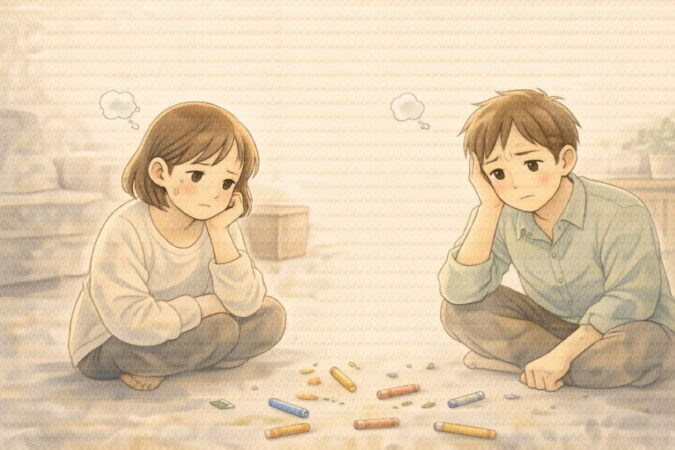 クレヨンが散らばる