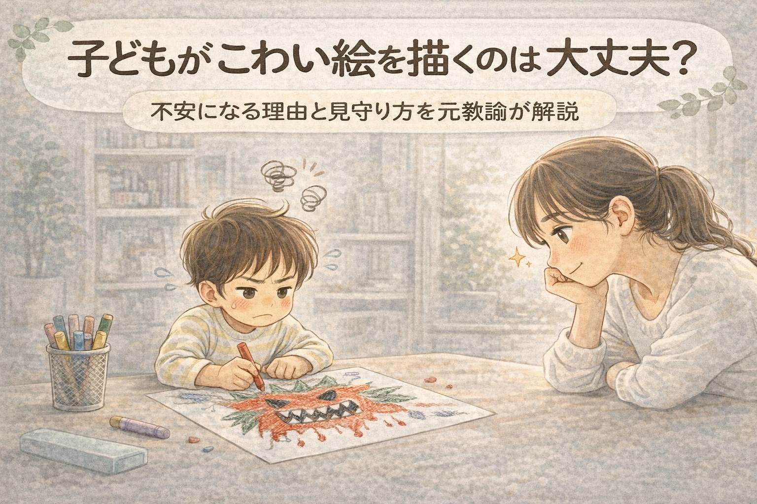 子どもがこわい絵を描くのは大丈夫？｜不安になる理由と見守り方を元教諭が解説