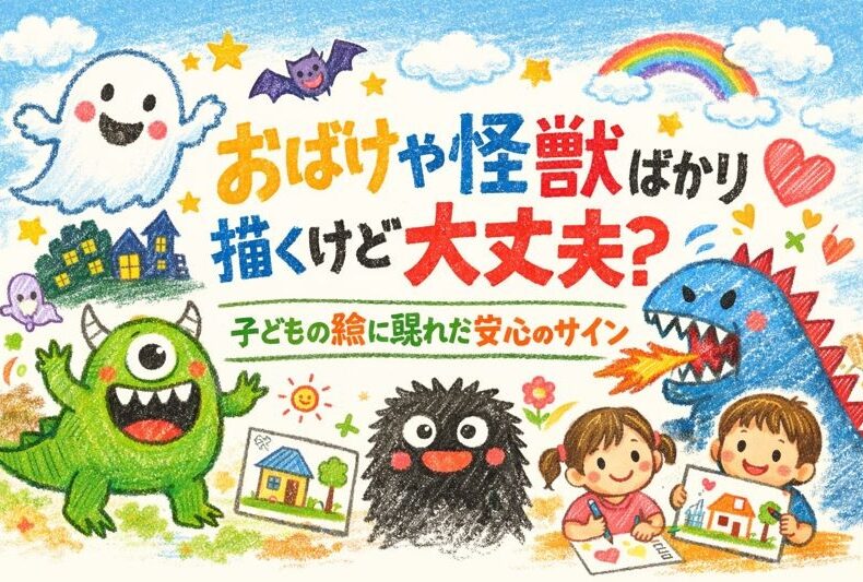おばけや怪獣を描く子