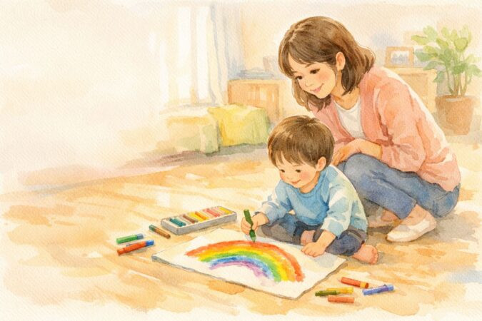 子どもが描いた虹の絵