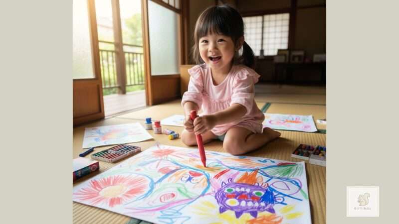 画用紙いっぱいに描かれた子どもの絵