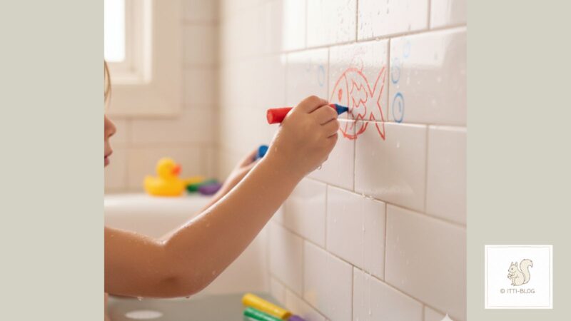 お風呂でクレヨン