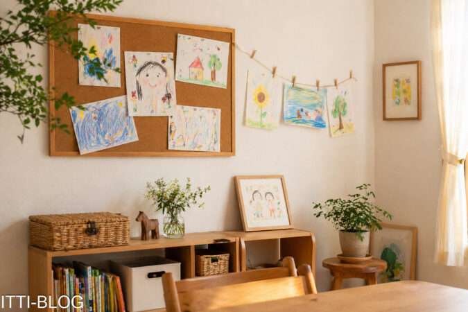 子どもの絵を飾る