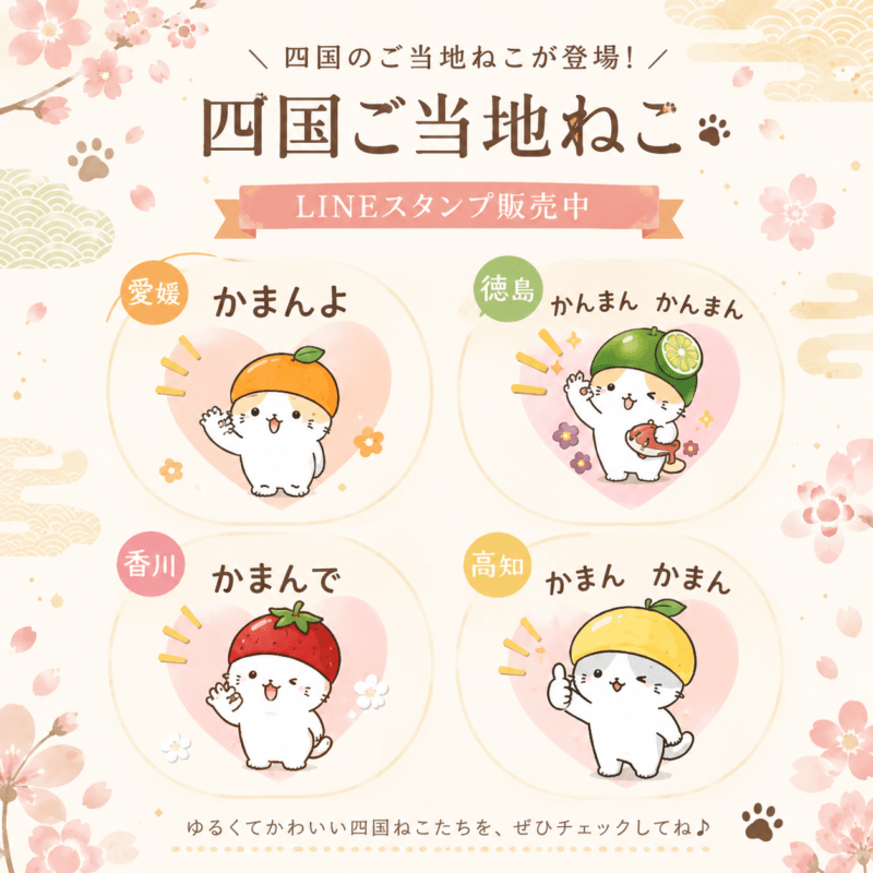 四国ご当地ねこ LINEスタンプ