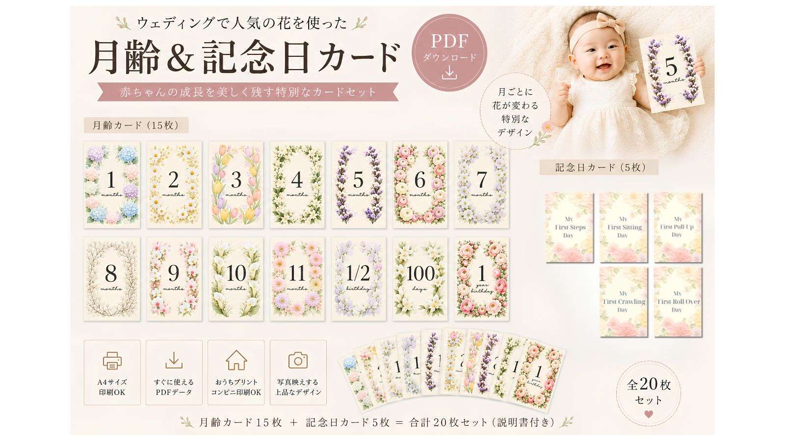 月齢カード ダウンロード販売